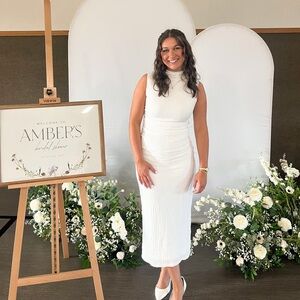 Showpo White Textured Sleeveless Dress